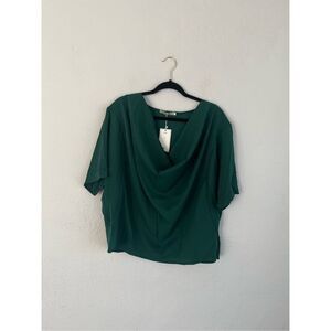 Cinnie Woman Green Draped Dolman Blouse, Size XL
